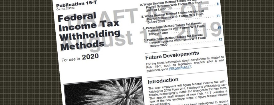 Irs Expands 2020 Draft Withholding Calculation Publication
