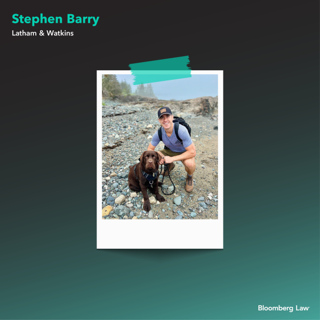 Stephen Barry of Latham & Watkins  and his six-month old puppy. 