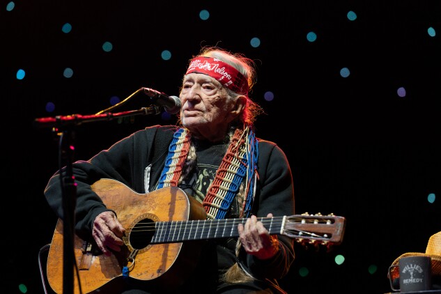 Willie Nelson performs on stage in Spicewood, Texas.