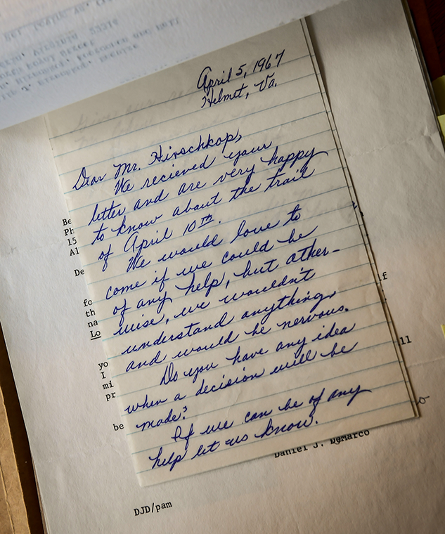 Original letter by Mildred Loving to Philip Hirschkop, civil rights lawyer who devised the legal strategy in the landmark 1967 Supreme Court case, Loving v. Virginia.