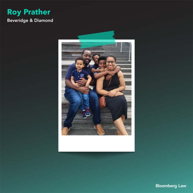 Roy Prather of Beveridge & Diamond, his wife, Dr. Kristal Prather, and their three sons.