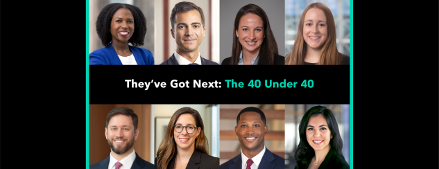 Top row, from left: Nana Wilberforce of Wilmer Cutler Pickering Hale and Dorr; GJ Ligelis Jr. of Cravath, Swaine & Moore; Maggie Flores of Kirkland & Ellis and Katie Wellington of Hogan Lovells. Bottom row, from left: Eden Schiffmann of Williams & Connolly; Molly Bowen of Cohen Milstein Sellers & Toll; Marcus Childress of Jenner & Block; and Iliana Ongun of Milbank.