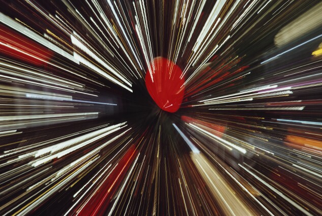An abstract explosion of light on a computer, 1972.