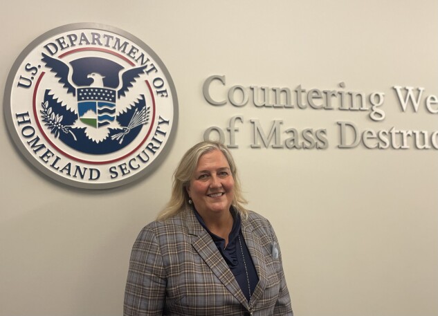 Mary Ellen Callahan, assistant secretary for the Countering Weapons of Mass Destruction Office at the Department of Homeland Security, stands at the agency’s headquarters in Washington, D.C.