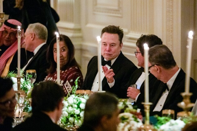 Tesla CEO Elon Musk during a dinner with President Donald Trump and Mohammed bin Salman, Saudi Arabia's crown prince, not pictured, in the East Room of the White House. 