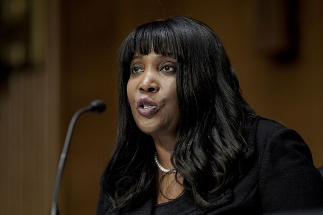 Lisa Cook, Federal Reserve governor nominee for President Joe Biden, speaks during a Senate confirmation hearing in Washington, D.C., on Feb. 3, 2022.