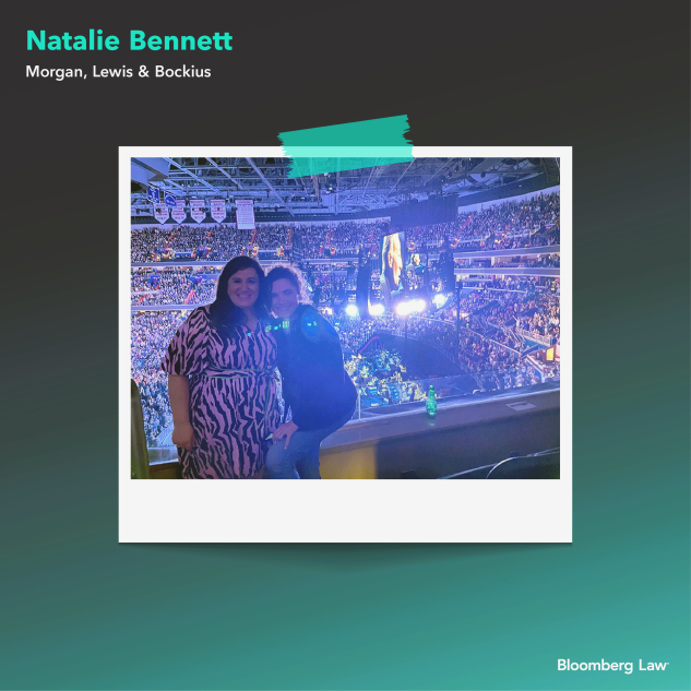Natalie Bennett of Morgan, Lewis & Bockius and friend at a Bruce Springsteen concert.