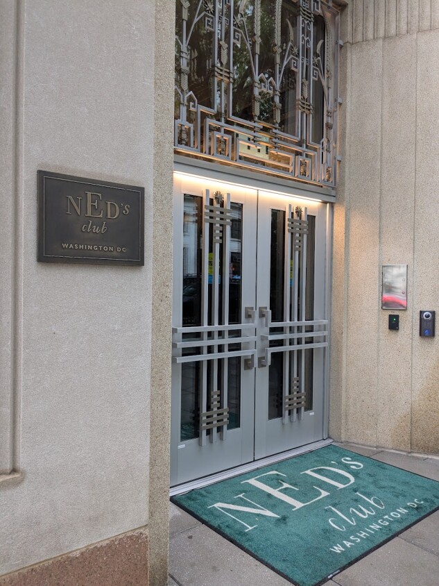 The understated entrance to Ned's Club where inside D.C.'s top lobbyists, lawmakers and other officials mingle over jazz and fine dining.