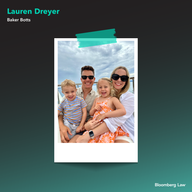 Lauren Dreyer of Baker Botts with husband and children riding a Ferris wheel in Lago di Garda, Italy.