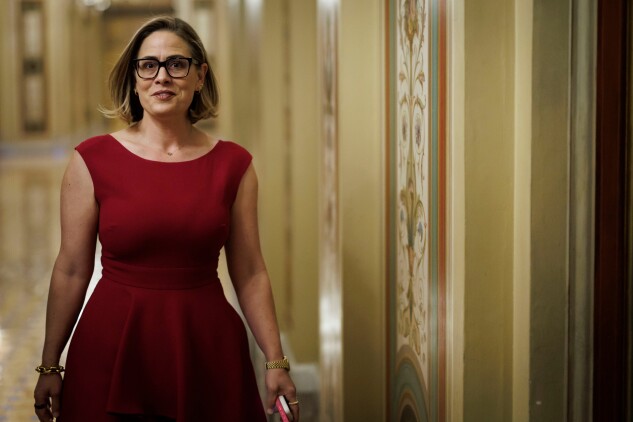 Then-Sen. Kyrsten Sinema (I-Ariz.) shown leaving the Capitol on March 5, 2024. 