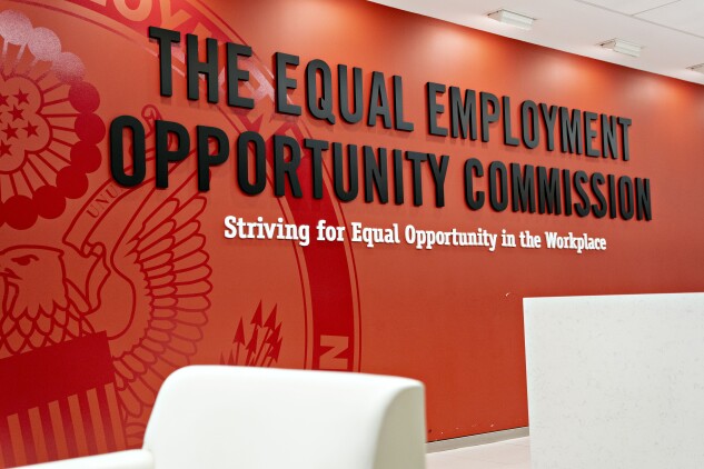 Signage displayed inside the EEOC headquarters in 2020.