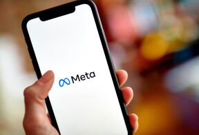 The Meta logo on a smartphone in the Brooklyn borough of New York on July 26, 2022.
