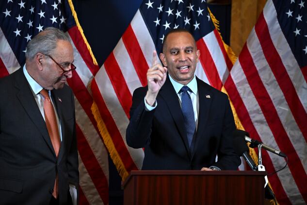 Senate Majority Leader Chuck Schumer (D-N.Y.), left, and House Minority Leader Hakeem Jeffries (D-N.Y.), have said campaign finance, voting rights and ethics legislation will be top priorities in the next Congress. 