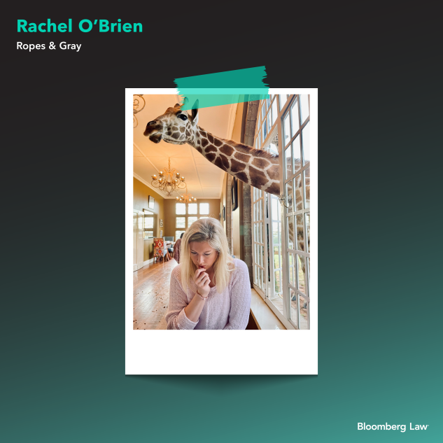 Rachel O'Brien has brunch with a friend at Giraffe Manor in Nairobi, Kenya.