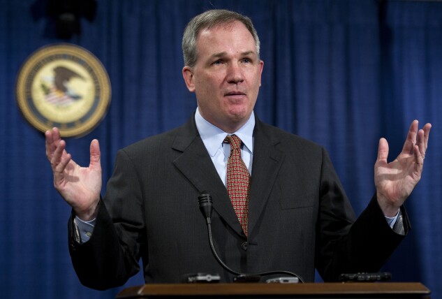 Patrick Fitzgerald speaks to reporters during a news conference on May 24, 2012 in Chicago.