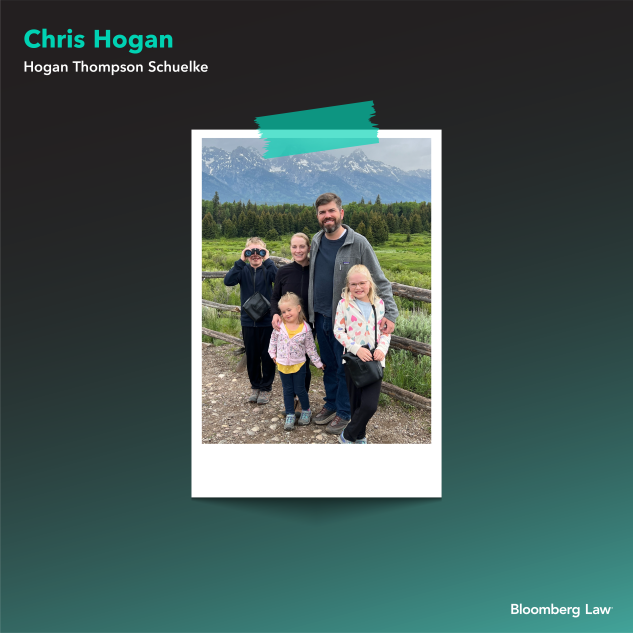 Chris Hogan of Hogan Thompson Schuelke with his wife and three children at Grand Teton National Park in Wyoming.
