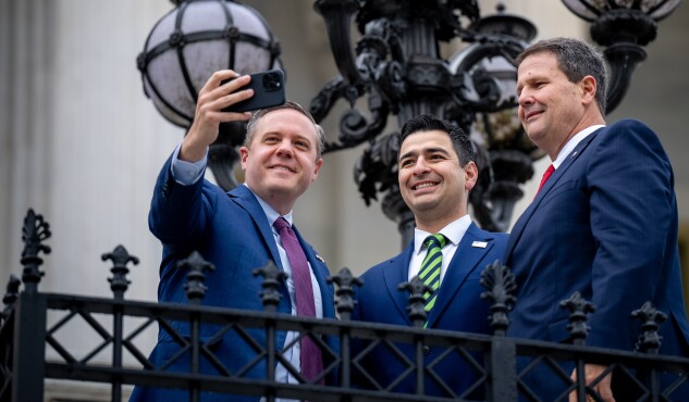 From left, Colorado Republicans Jeff Hurd, Gabe Evans, and Jeff Crank pose in 2024 after winning seats in Congress.