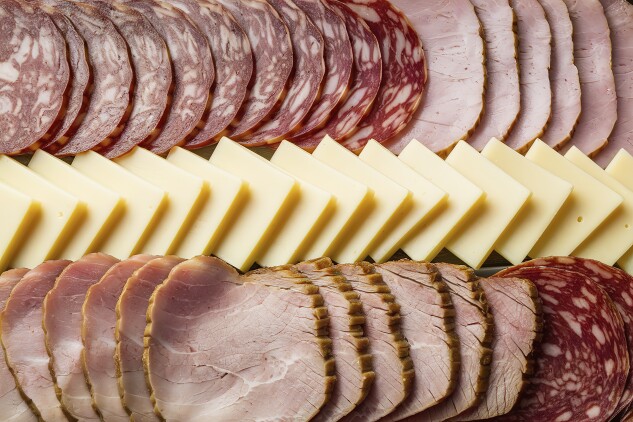 A variety of meat and cheese delicacies.