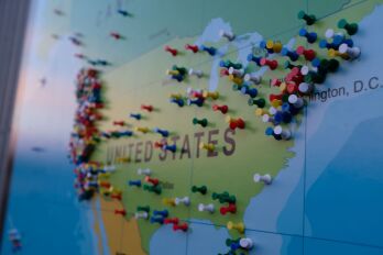 Pins on a U.S. map.