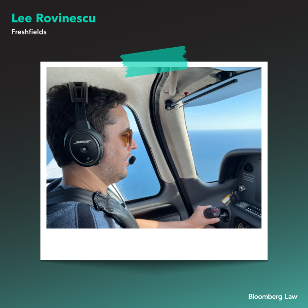 Lee Rovinescu of Freshfields taking flying lessons in Farmingdale, Long Island.