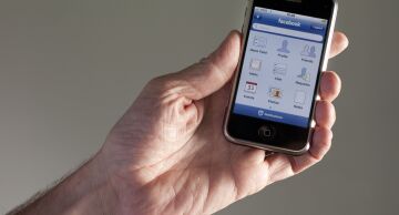 Photo of Facebook app on a mobile phone.