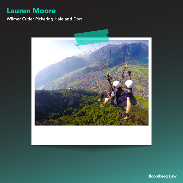 Lauren Moore hang gliding in Switzerland.