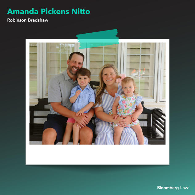 Amanda Pickens Nitto of Robinson Bradshaw and her husband, Chris, with their children at Mother’s Day brunch.