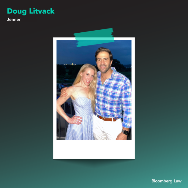 Doug Litvack of Jenner and wife, Alex, at Fourth of July celebration at Belle Haven Country Club in Alexandria, Virginia.