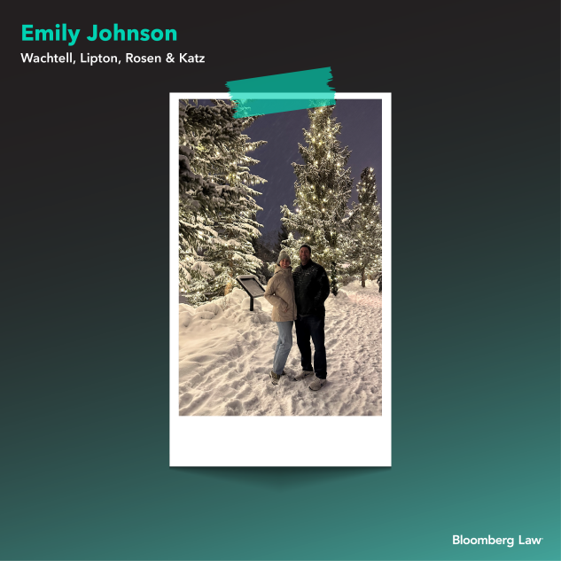 Emily Johnson of Wachtell, Lipton, Rosen & Katz with spouse in Colorado.
