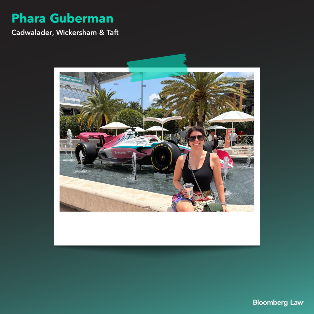 Phara Guberman of Cadwalader, Wickersham & Taft, at Miami Grand Prix